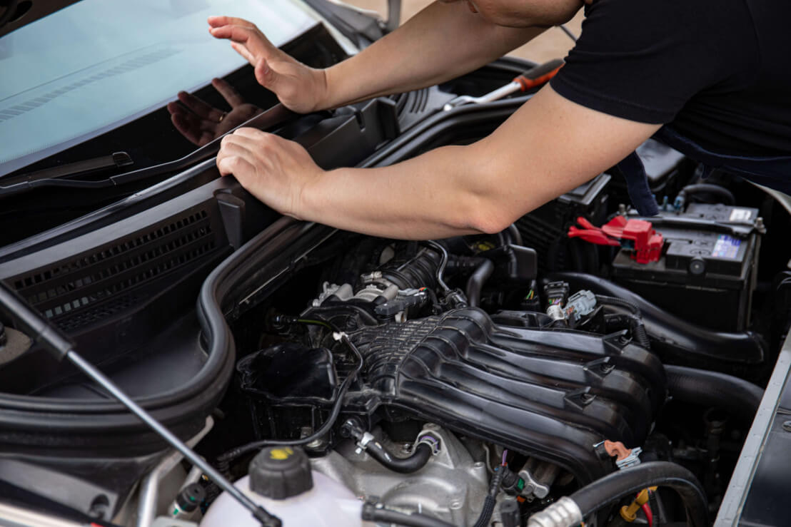Mechanic working on an engine
