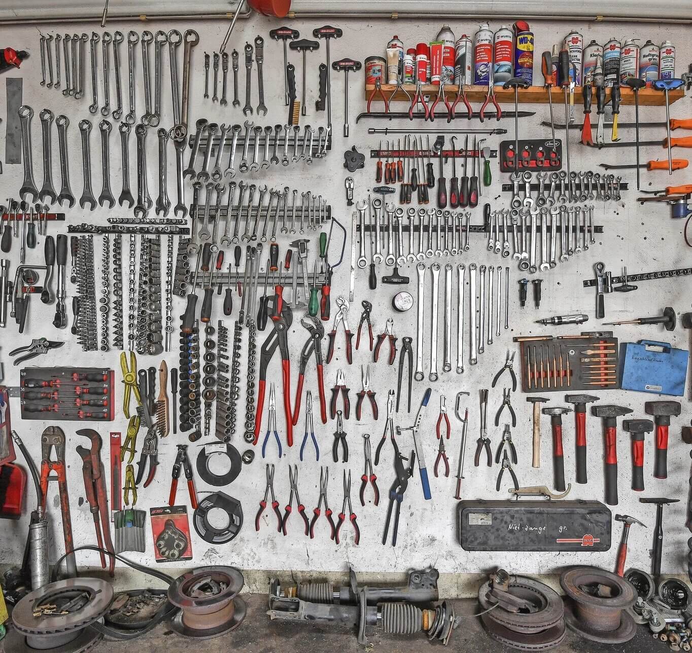Professional tools on a workbench